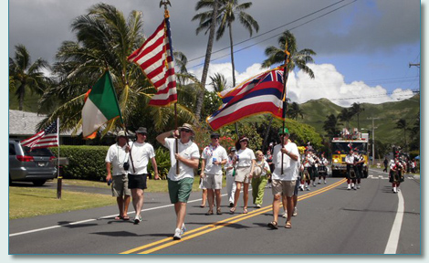 The Friends of St.Patrick marched in the Kailua 4th July parade, Oahu 