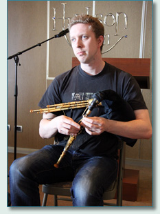 Andy May at his Northumbrian Smallpipes Workshop on the Irish Music Cruise 2012