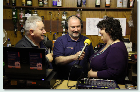 Alex Jenkins, Ross Macfadyen, and Liz Clark of Celtic Music Radio Glasgow at Perthshire Amber 2011