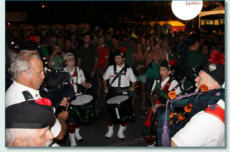 The Celtic Pipes and Drums of Hawaii on St.Patrick's Day, Downtown Honolulu Blockparty 2012