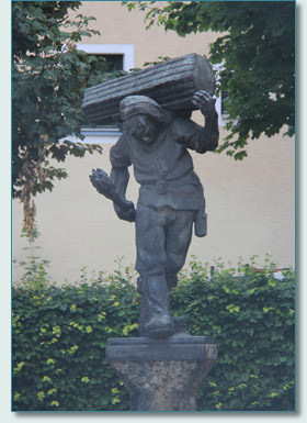 Celtic Salt Miner statue in Hallein, Austria