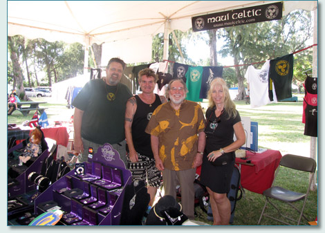 Jason Wolford, Hamish Burgess, Gov. Abercrombie and Jennifer Fahrni at the Maui Celtic booth, Hawaiian Scottish Festival, Waikiki 2011
