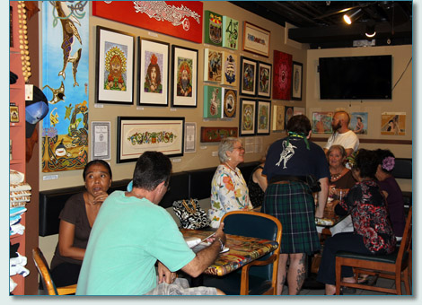 The Celtic Art of Hamish Burgess reception in Hawaiian Village Coffee, Kahana, Maui. May 18th 2013