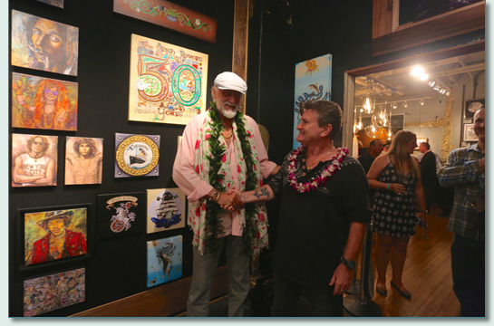 Hamish Burgess with Mick Fleetwood at the opening of the Mick Fleetwood Art Gallery, Lahaina Maui, May 2015