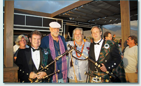 Hamish Burgess, Mick Fleetwood, Jonathan Todd and Roger McKinley at Fleetwood's on Front St. in Lahaina, Maui.