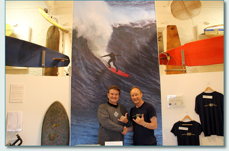 Hamish Burgess and Pete Robinson at the Museum of British Surfing in Braunton, North Devon