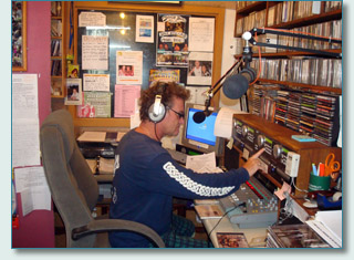Hamish Burgess hosting his Celtic radio show on Mana'o Radio Maui Hawaii