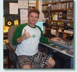 Hamish Burgess in the Mana'o Radio Studios, March 2010