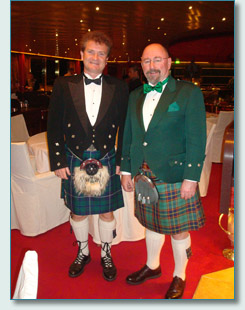 Hamish Burgess and Seamus Kennedy in formal kilt wear, Irish Music Cruise 2009
