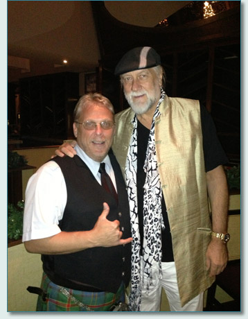 Bagpiper Michael Riedel and Mick Fleetwood at Fleetwood's on Front St., Lahaina, Maui. December 2012