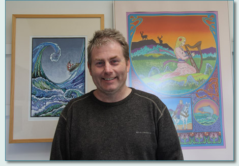 Celtic artist John Quigley at his Ard Rua Studio in Carrowmenagh, Inishowen, Donegal 