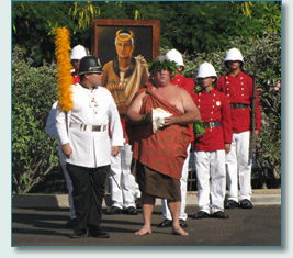 The Royal Hawaiian Guard, and Hawaii Royal Order of Guards escort the portrait of Queen Keopuolani to the Lahaina Royal Hoike
