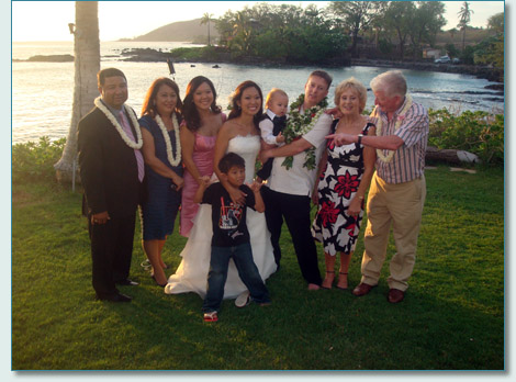 Michael O'Dwyer, Tiara Matsui and families at their Makena wedding , May 28th 2010