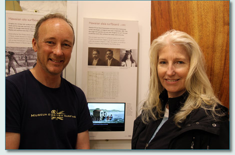 Pete Robinson and Jennifer Fahrni at the Museum of British Surfing, Braunton, North Devon