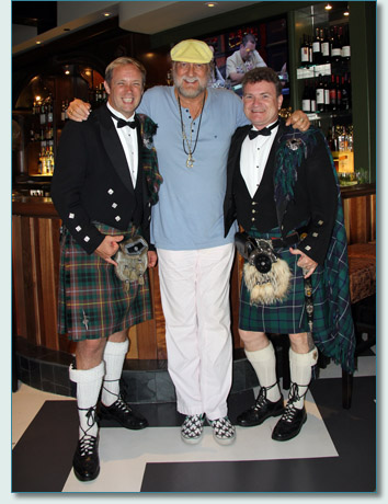 Hamish Burgess with Roger McKinley, and Mick Fleetwood at Fleetwood's on Front St., Lahaina Maui, July 2012