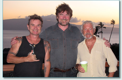 Hamish Burgess, John Beaton and Alfie Rawlings at 'Waking Alfie', West Maui June 2010