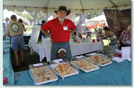 Walt Herring with fabulous scones at the Hawaiian Scottish Festival, Waikiki, April 2013