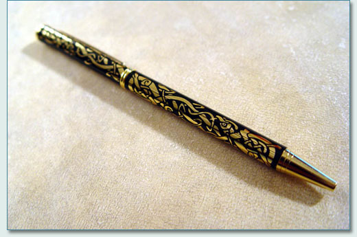 Celtic Dragon Pen - now Silver and black only
