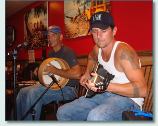 Bud Clark and Clint Burdick at Mulligan's at the Wharf, Lahaina