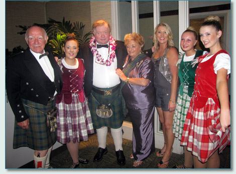 Lord Ailsa, Chief of Clan Kennedy with Australian Highland Dancers, at the Chief's Dinner, Honolulu, March 2011